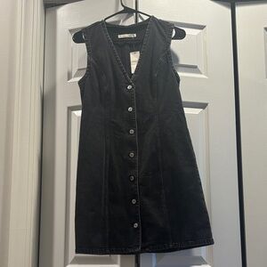 Abercrombie & Fitch Black Button-Front Mini Dress
